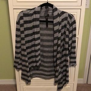 Black and Grey Striped Cardigan Size L